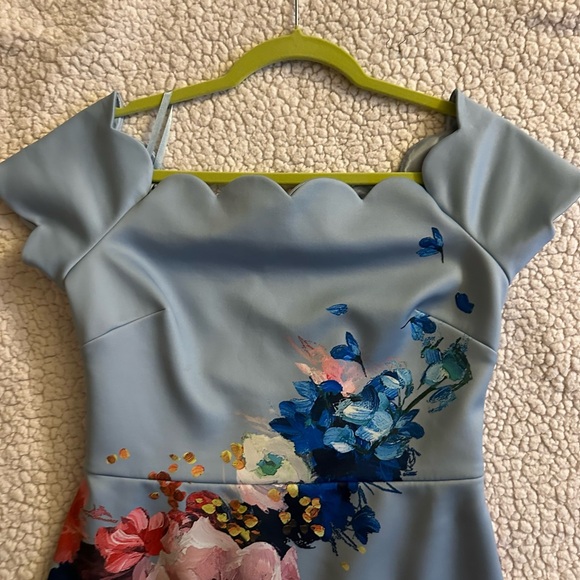 Ted Baker London Hailly bardot dress in raspberry ripple print,size:2,bodycon - Picture 15 of 15